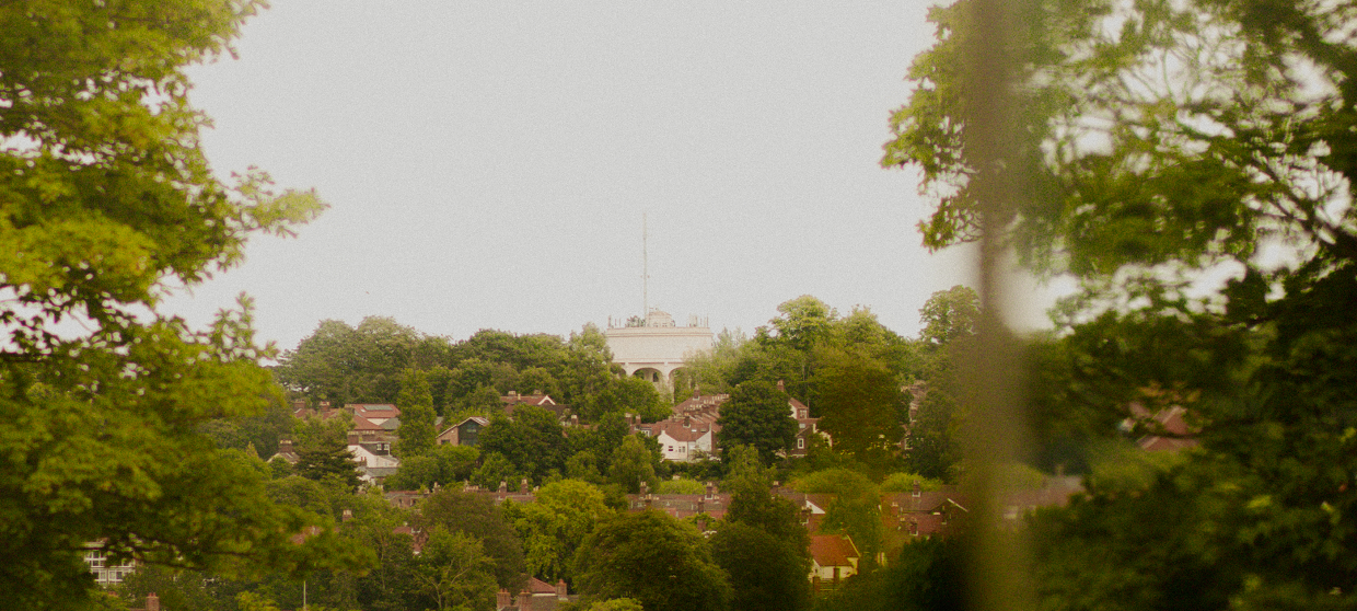 Image shows view across the Norwich skyline, seen from the window of the therapy room.